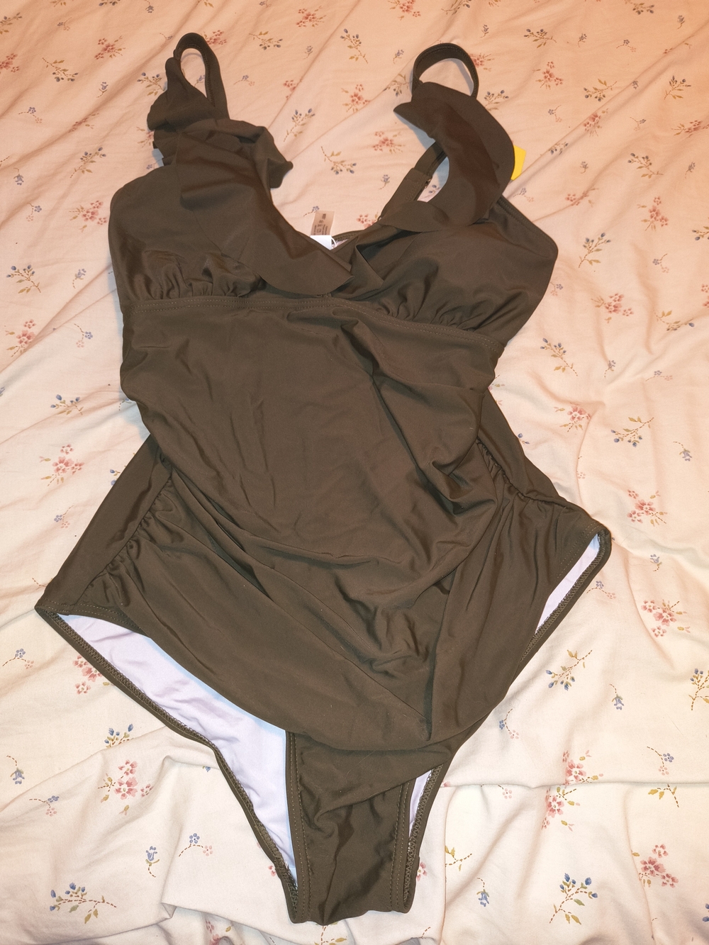 Classic Olive One-Piece Swimsuit with Ruching
